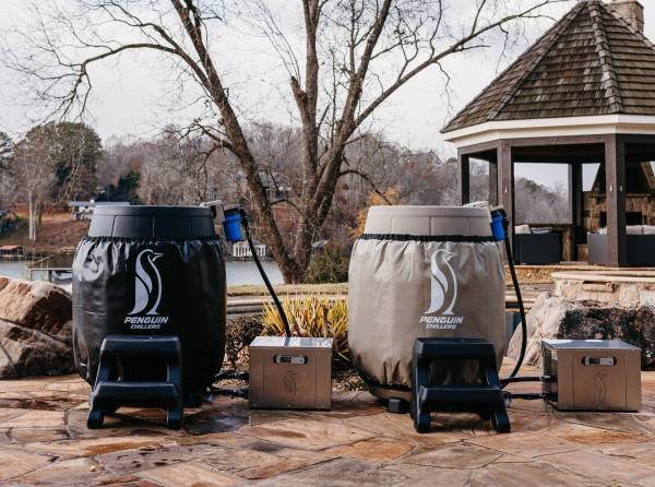 Penguin Chillers luxury barrel chiller available in two colors for outdoor gatherings