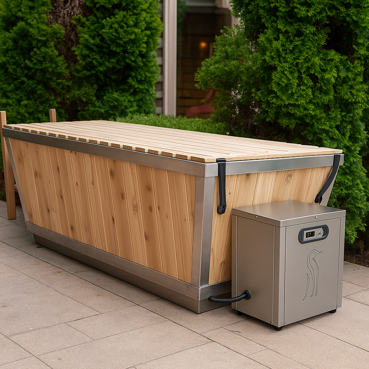 Leisurecraft Polar Plunge Tub for sale with a cedar exterior and stainless steel components