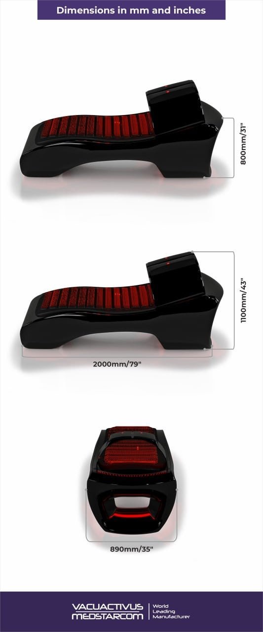 Vacuactivus Red Light Therapy Bed for Home featuring sleek design and ergonomic shape for optimal wellness