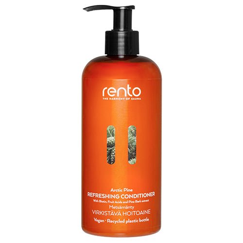 Rento Arctic Pine Conditioner in a recycled plastic bottle for refreshing and energizing hair care