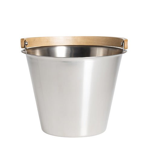 Rento Harri Koskinen sauna bucket in stainless steel with wooden handle for a stylish sauna experience