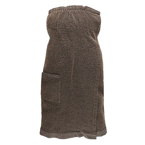 Rento luxury sauna sarong in brown with a comfortable fit and convenient pocket for spa relaxation