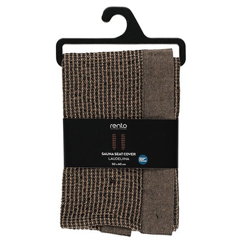 Rento Kenno seat cover for sauna in brown with a textured design and convenient hanging loop