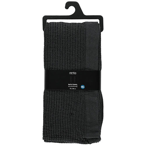 Rento Kenno spa towel in black with a waffle texture, perfect for relaxation and comfort