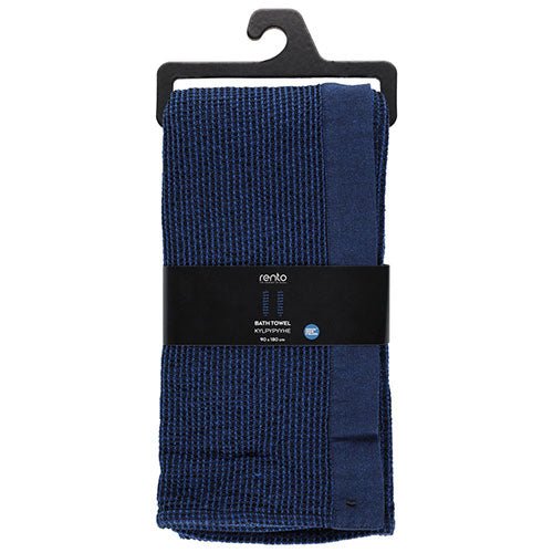 Rento Kenno spa towel in navy blue with textured design, perfect for relaxation and comfort