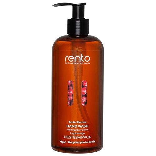 Rento Arctic Berries Hand Wash in Brown Bottle with Pump for luxury hand wash for home spa