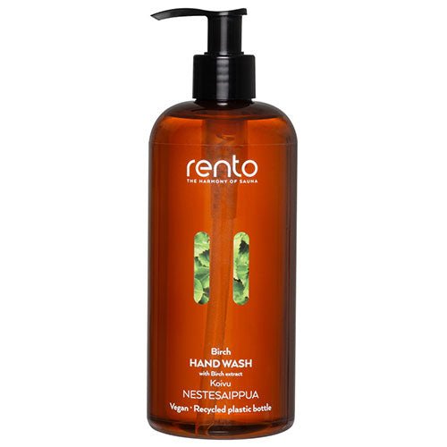 Rento Birch Hand Wash in a recycled plastic bottle, a luxury hand wash for home spa use