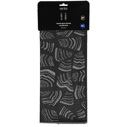Rento luxury sauna seat cover in black with wave patterns for comfortable sauna experience