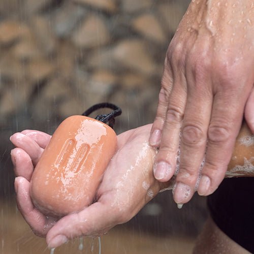 Rento sauna soap bar used in the shower for refreshing skin cleansing and relaxation