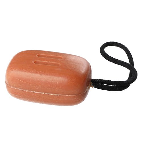 Rento sauna soap bar with a hanging cord for easy use in saunas and showers