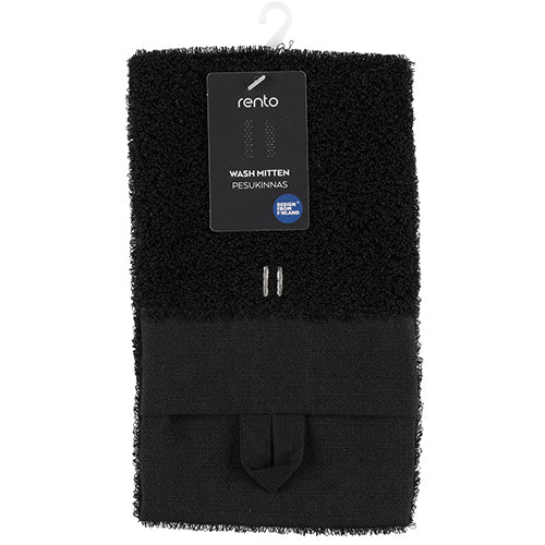 Rento sauna wash mitten in black, designed for a refreshing and relaxing spa experience