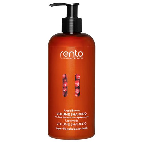 Rento Volume Shampoo Arctic Berries in a pump bottle for enhanced volume and shine with natural ingredients