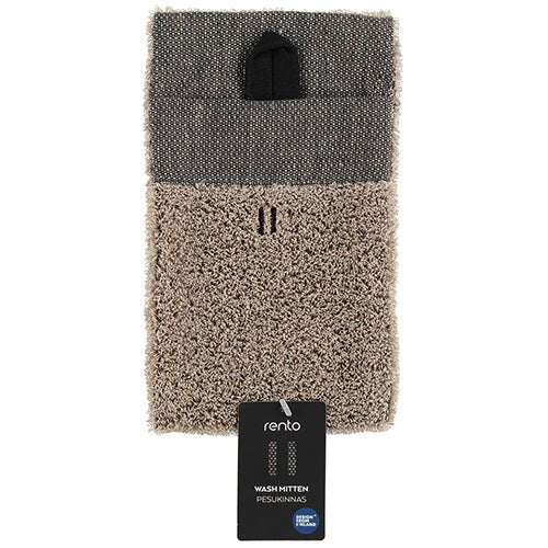 Rento sauna wash mitten in beige and gray, ideal for cleansing and exfoliating skin in saunas
