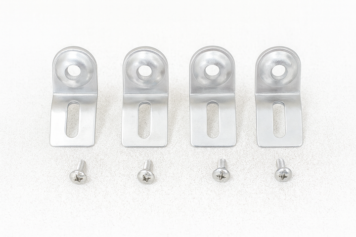 SaunaLife stainless steel mounting brackets and screws for sauna control panel enclosure installation