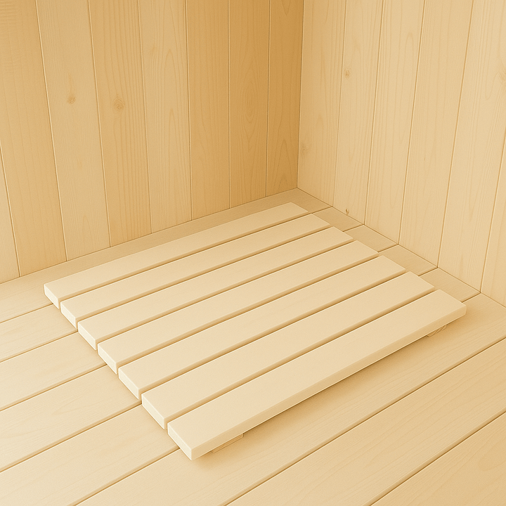 SaunaLife sauna full floor kit in light wood for improved comfort and safety in your sauna