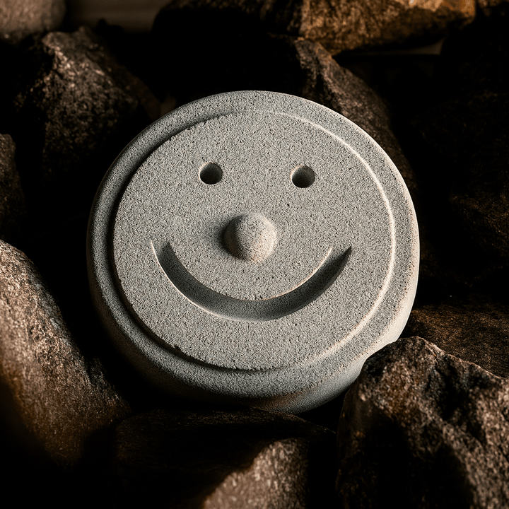 Hukka Sauna Smiley Stone in Grey, perfect for enhancing your sauna experience