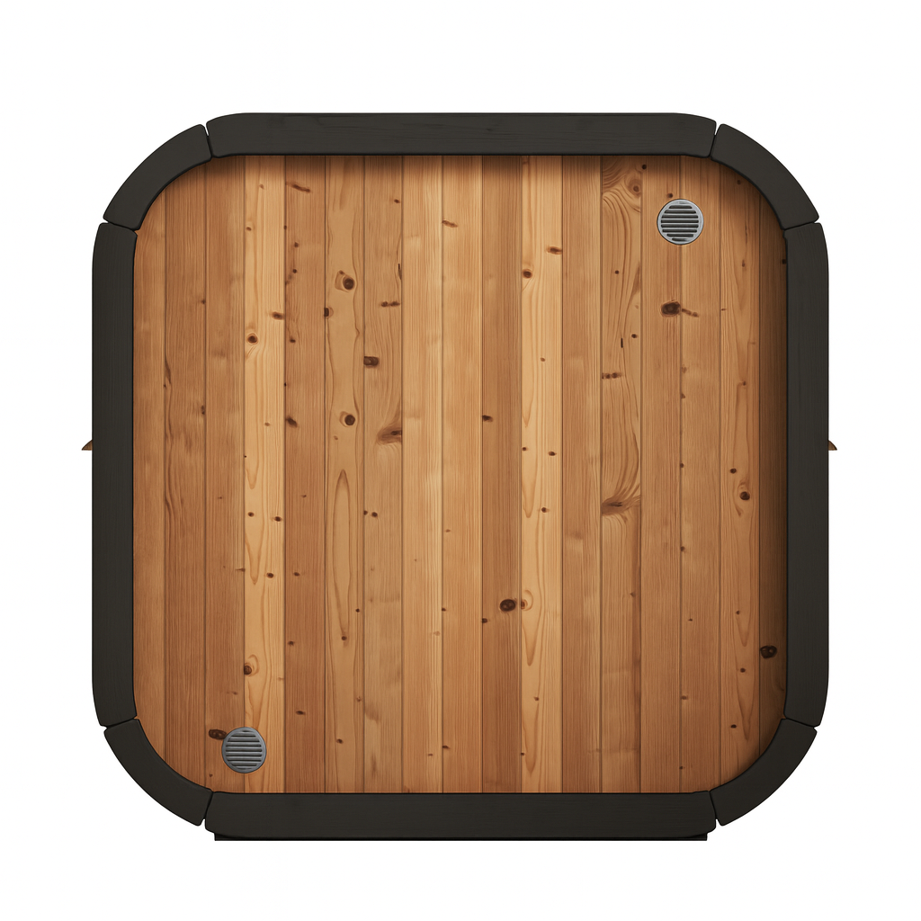 Top view of SaunaLife CL5G Cube-Series traditional sauna wooden interior with ventilation vents