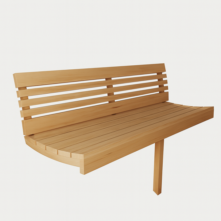 Wooden bench seat with backrest for SaunaLife E7W sauna barrel design and comfort