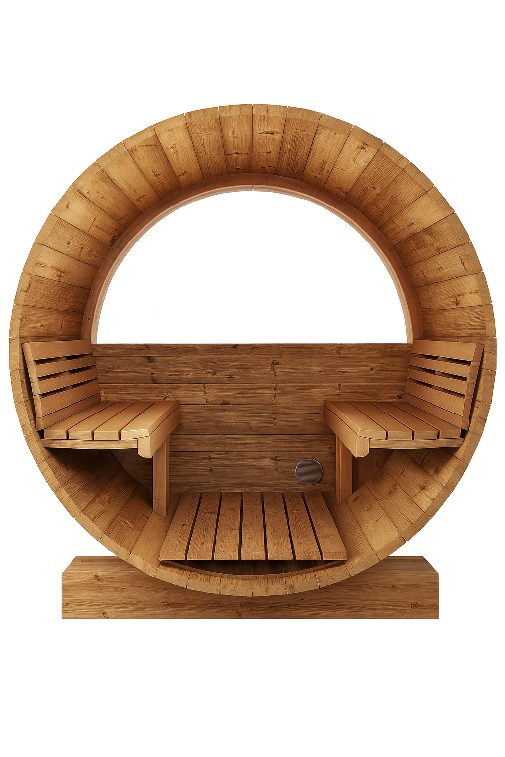 SaunaLife E7W sauna barrel wooden barrel sauna with interior benches and floor mat for outdoor relaxation