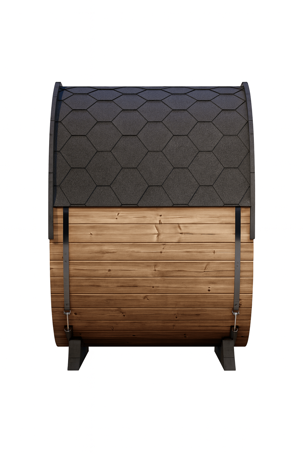 SaunaLife Model EE6G Barrel Sauna with Rustic Wood Finish and Durable Roof for Outdoor Relaxation