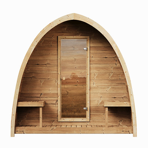 SaunaLife Model G3 traditional wooden sauna with arched roof and glass door interior benches saunaLife Model G3 review