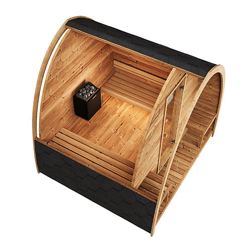 SaunaLife Model G3 traditional sauna with wooden interior and heater stones for SaunaLife Model G3 review