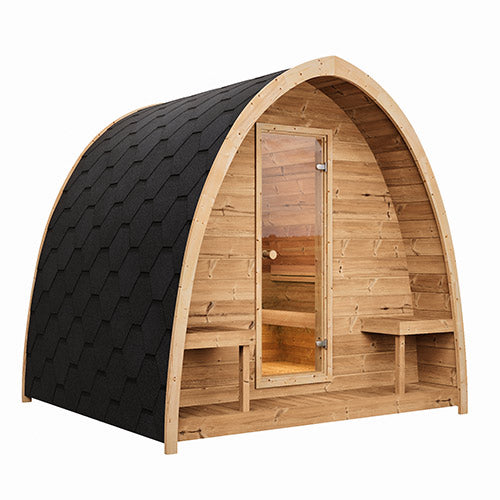 SaunaLife Model G3 traditional wooden sauna with curved roof and glass door SaunaLife Model G3 review