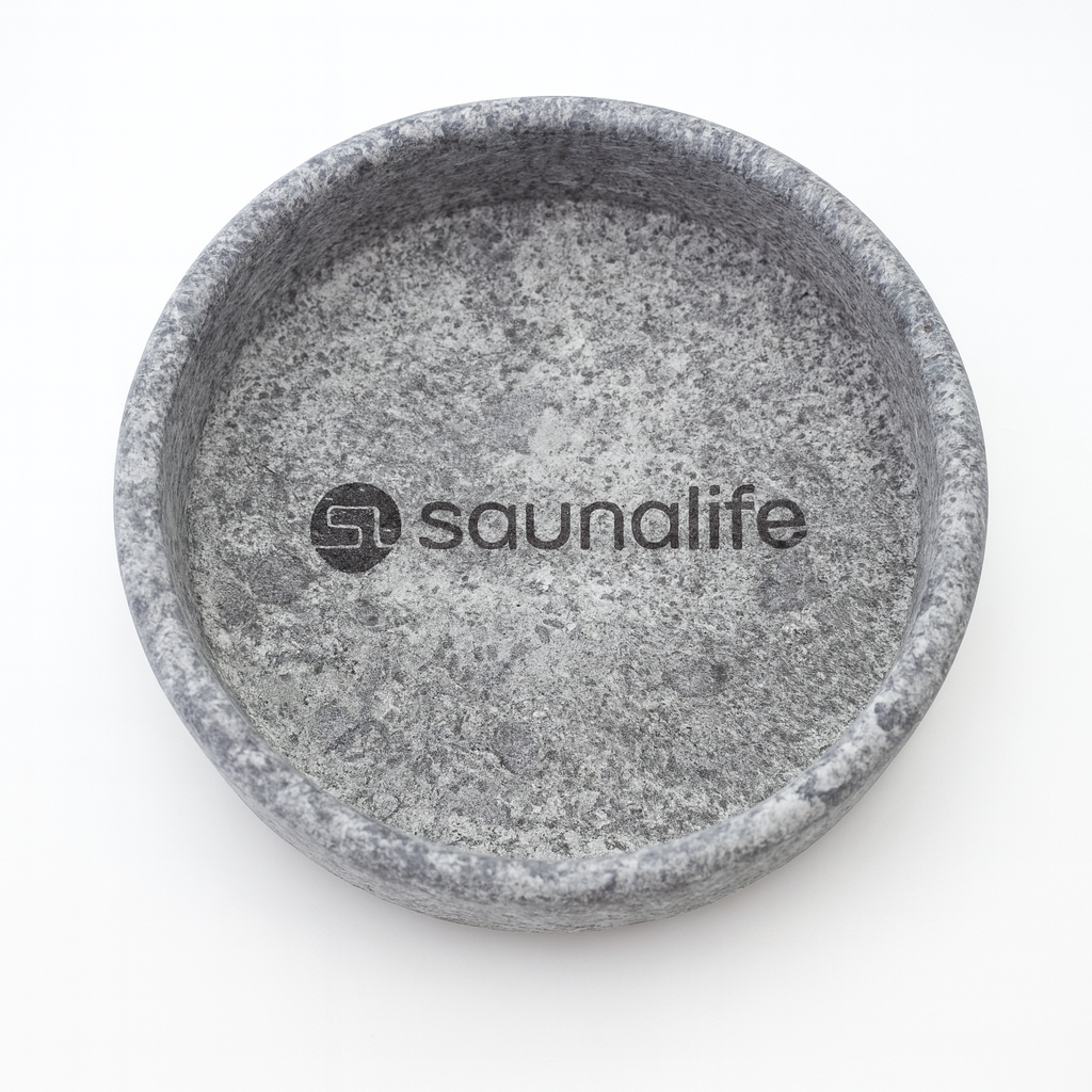 SaunaLife gray stone sauna aroma cup accessory for holding essential oils in sauna