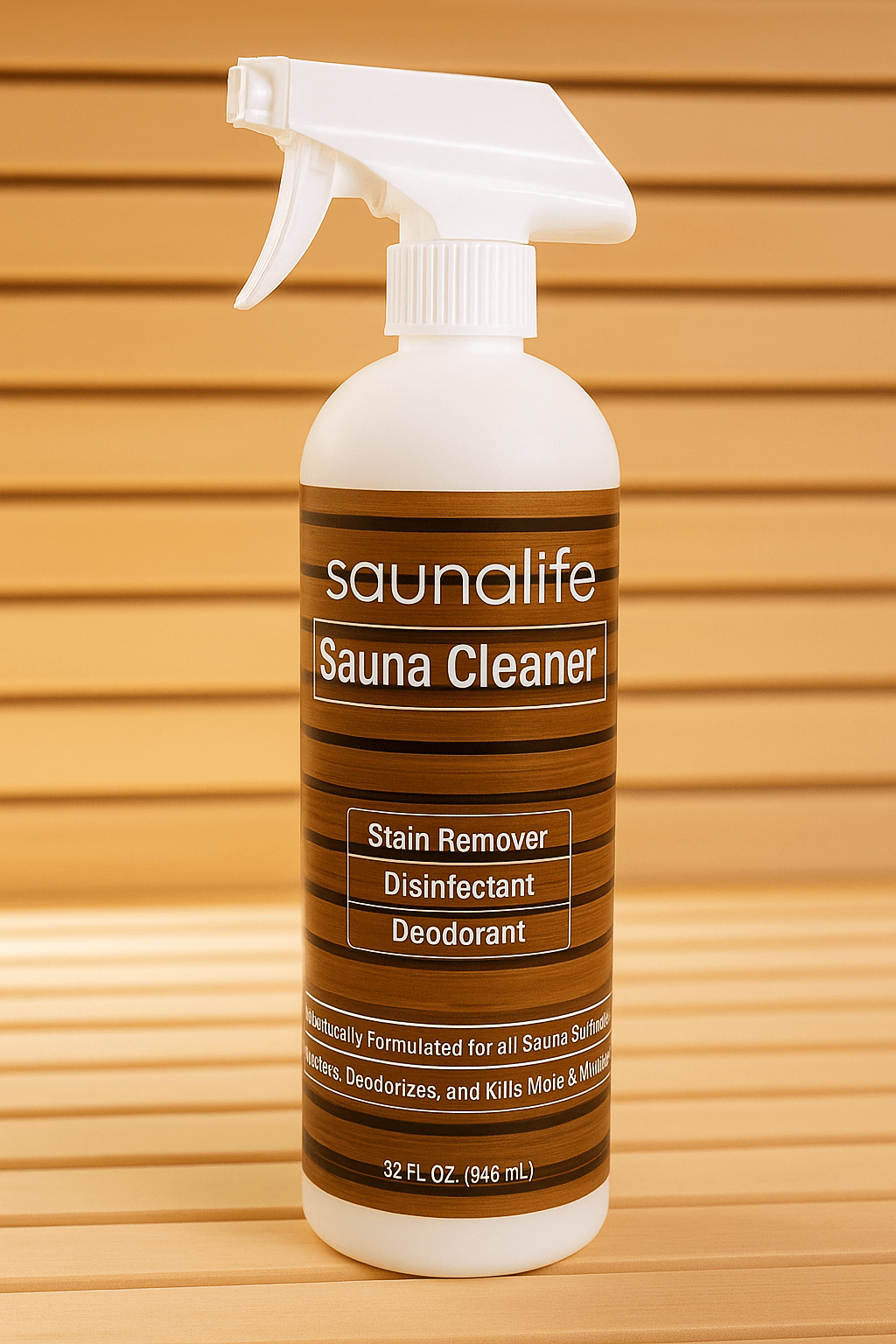 SaunaLife sauna cleaner spray for effective stain removal and deodorizing in saunas
