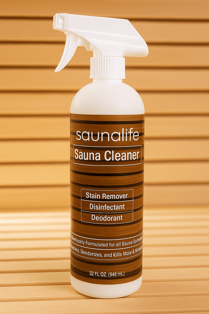 SaunaLife sauna cleaner spray for effective stain removal and deodorizing in saunas
