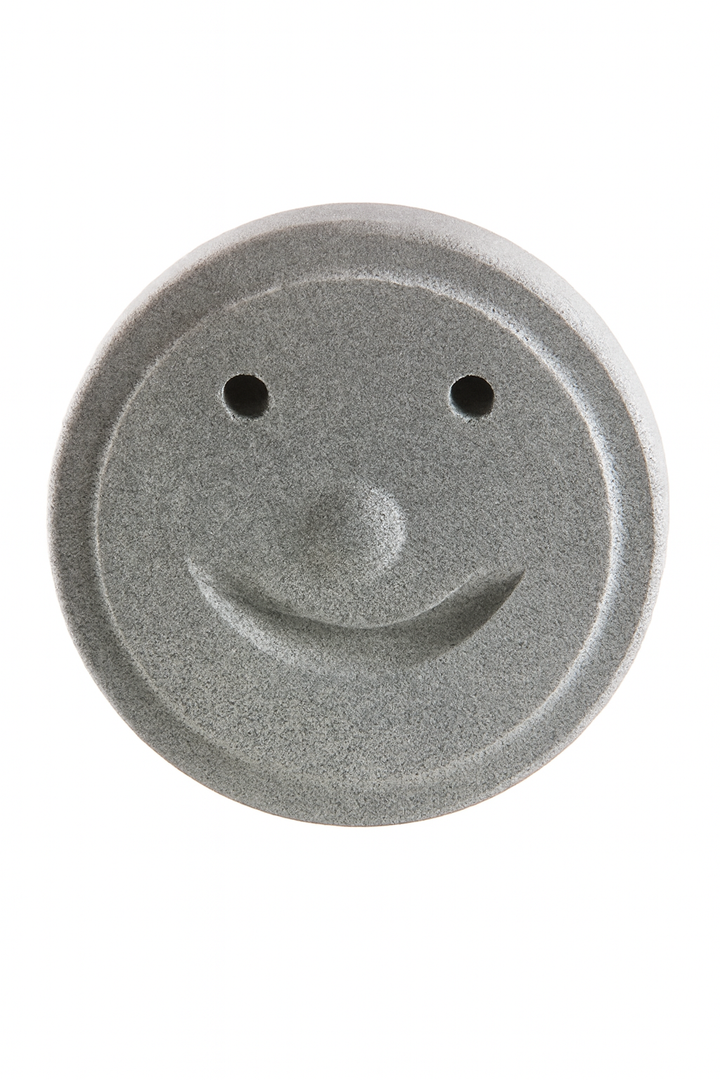 Hukka sauna smiley stone round gray sauna accessory with carved smiling face for steam and decor