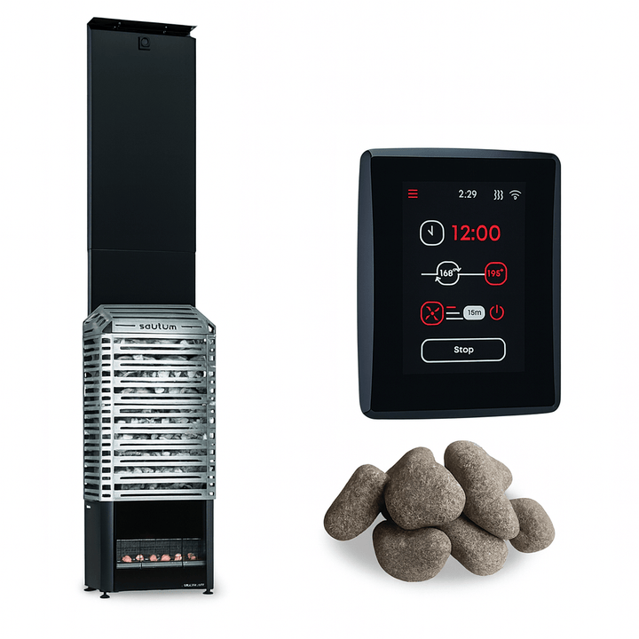 Saunum AIR 10 sauna heater kit with stones and digital control panel for optimal sauna experience