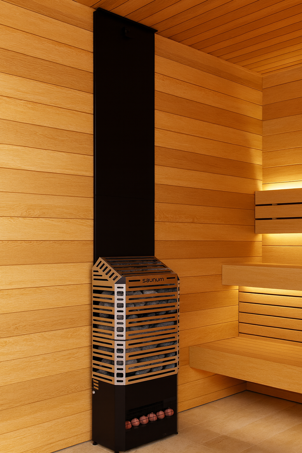 Saunum AIR 5 electric sauna heater with sleek design for efficient sauna heating