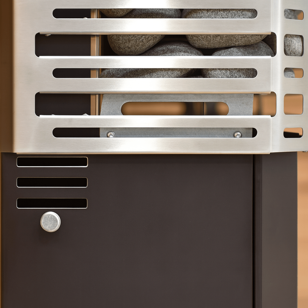 Saunum Air 7 sauna heater with stones and stainless steel design for efficient sauna heating