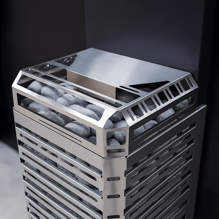 Saunum AIR L-13 electric sauna heater with sleek design and stone storage for optimal heating