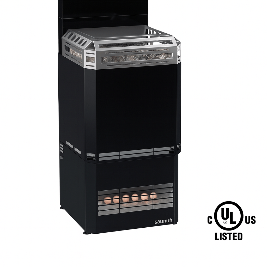 Saunum AIR L-13 sauna heater kit with sleek design and safety certification for efficient heating