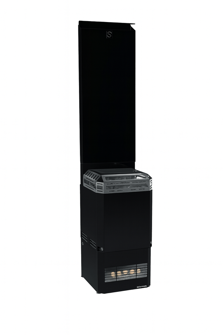 Saunum AIR L-13 sauna heater kit with sleek black design for efficient sauna heating
