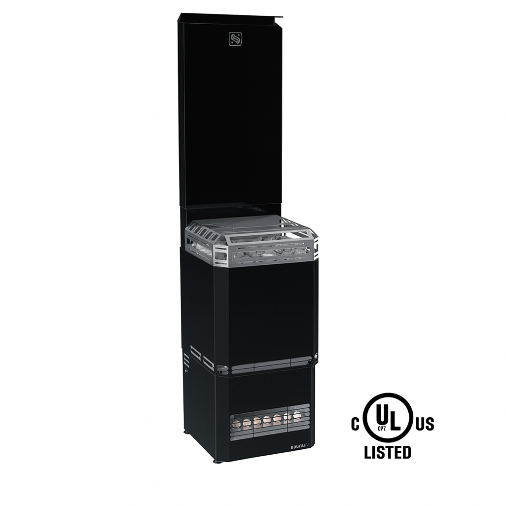 Saunum Air L 15 sauna heater in sleek black design with UL certification for efficient heating