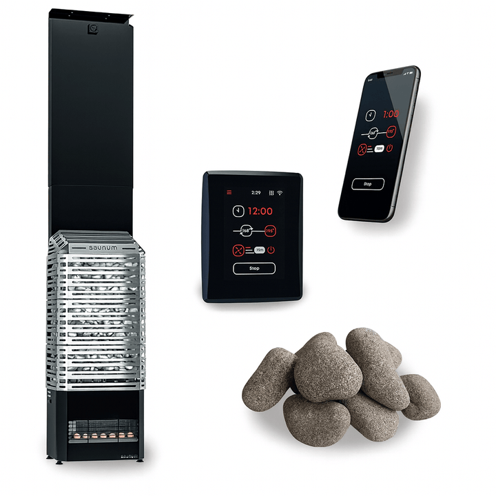 Saunum Air Series 5 4.8kW Sauna Heater Package, Stainless Steel - My Luxury Home Spa