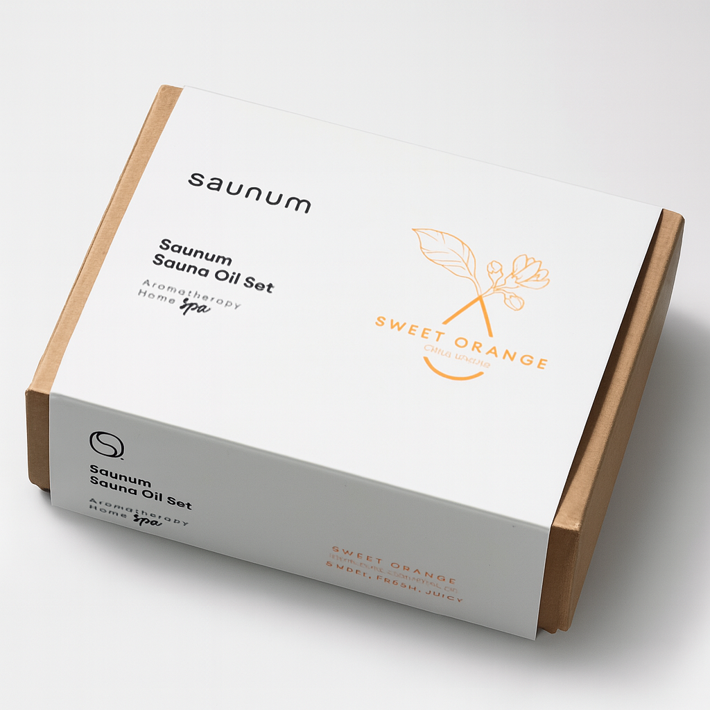 Saunum sweet orange aroma oil set packaged for home spa use and aromatherapy