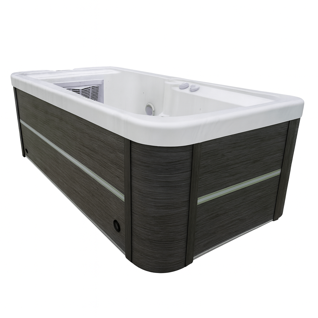 Sierra Spa Lacey Studio Series hot tub with a modern design and sleek gray exterior