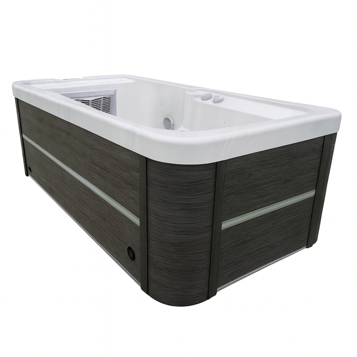 Sierra Spa Lacey Studio Series hot tub with a modern design and sleek gray exterior