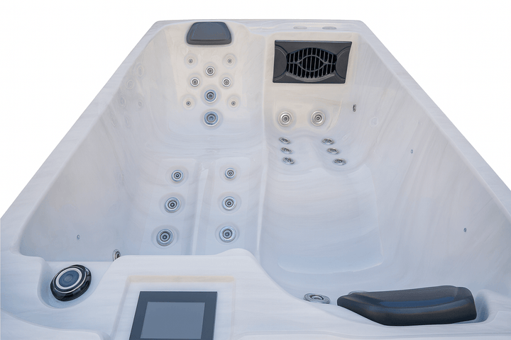 Sierra Spas Cascade Elite Series hot tub interior with massage jets and ergonomic seating