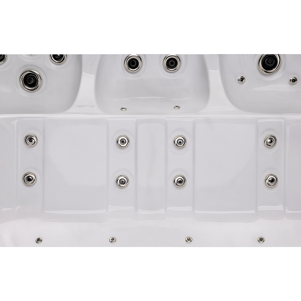 Luxury Spa Social Studio Series WS-297 hot tub white interior with multiple jets for hydrotherapy