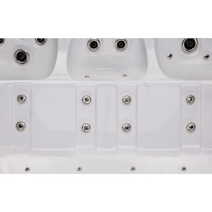 Luxury Spa Social Studio Series WS-297 hot tub white interior with multiple jets for hydrotherapy