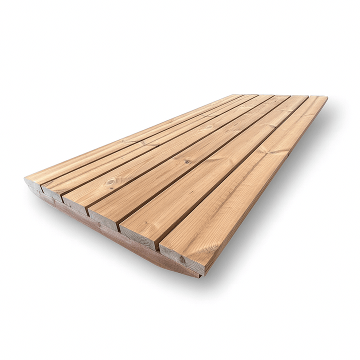 Thermo spruce sauna floor kit with smooth surface and slatted design for optimal ventilation and comfort