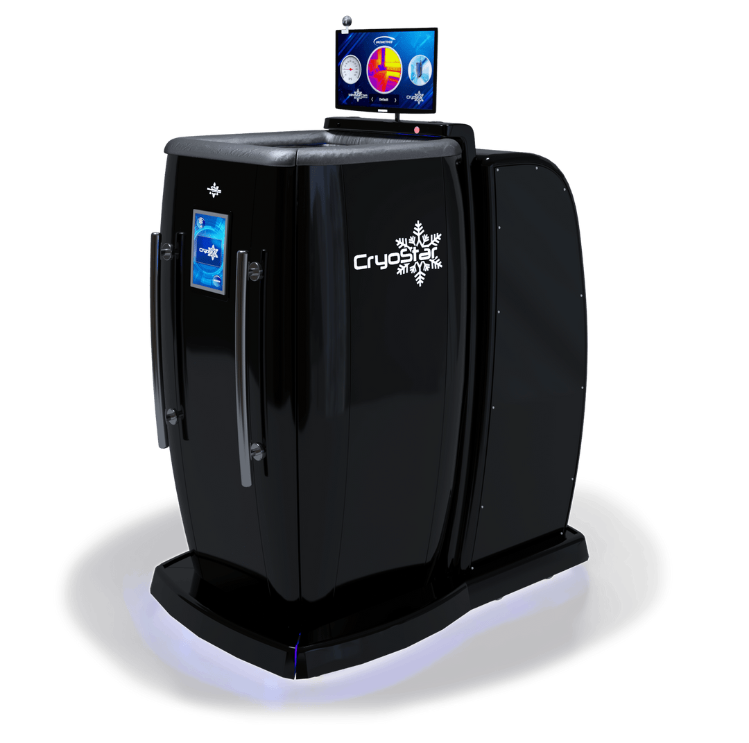 Vacuactivus cryotherapy chamber in sleek black design with user-friendly interface for effective treatments