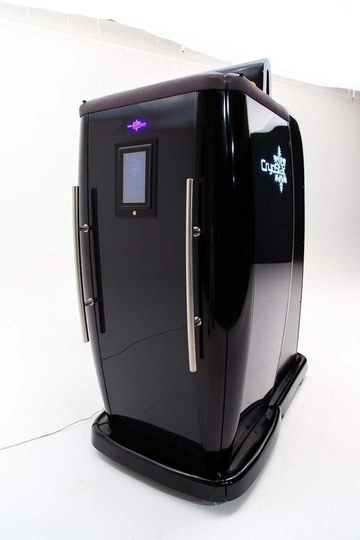 Vacuactivus cryotherapy chamber with sleek black design and touchscreen interface for cold therapy sessions