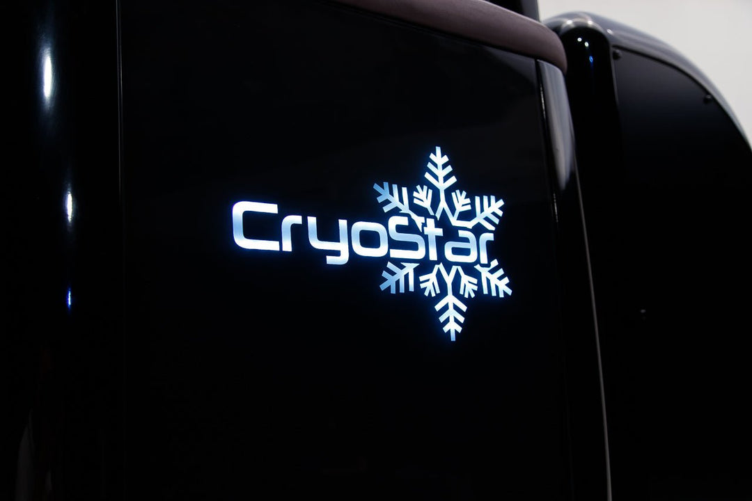 Vacuactivus cryotherapy chamber logo featuring the CryoStar brand with illuminated snowflake design