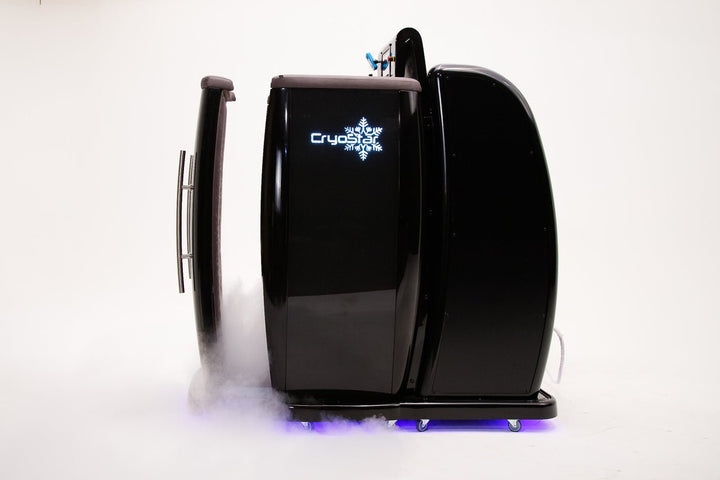 Vacuactivus cryotherapy chamber with sleek design and mist for cold therapy sessions